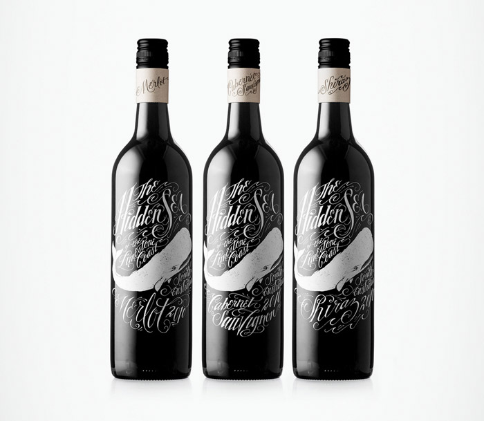 Whale illustrations used in wine bottle design