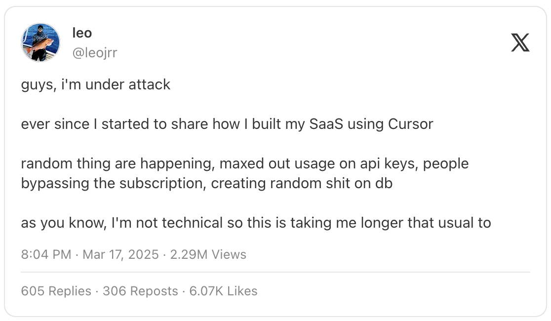 Screenshot of X post from @leojrr